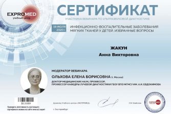 ЖАКУН Анна сертификат
