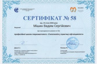 Сертифікат Мішин Вадим