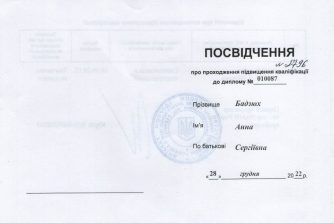 Бадзюх сертифікат 2